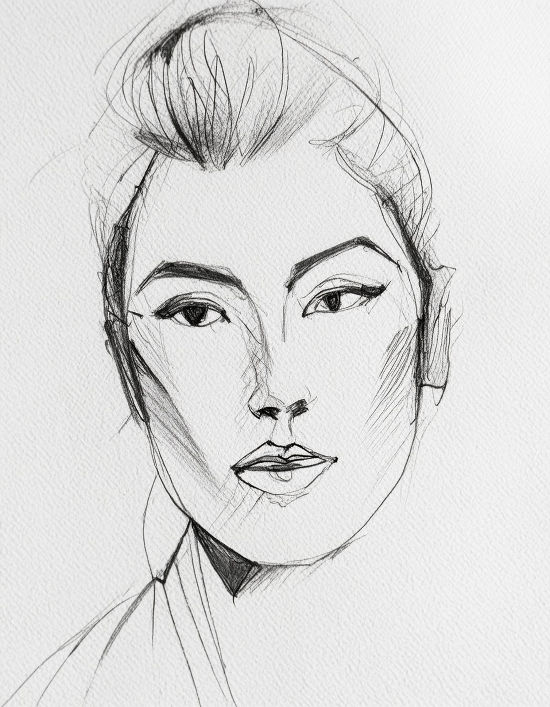 Dorota Pietruszka - twarz - szkic wykonany ołówkiem